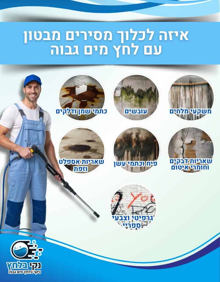 הסרת לכלוך מרצפת בטון